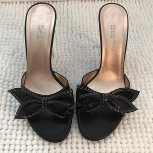Max de Carlo leather slide on heels with bow